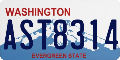 WA license plate AST8314