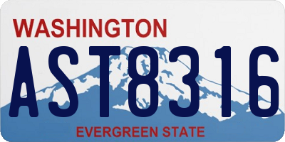 WA license plate AST8316