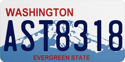 WA license plate AST8318