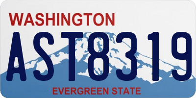 WA license plate AST8319
