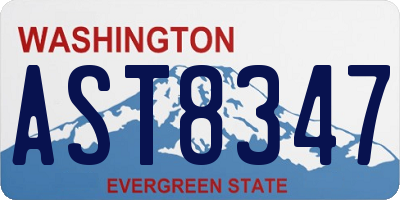 WA license plate AST8347