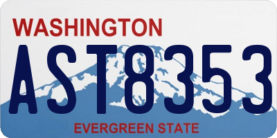 WA license plate AST8353