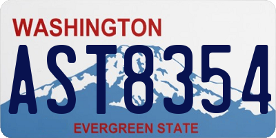 WA license plate AST8354