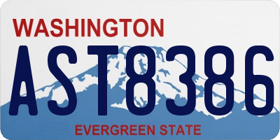WA license plate AST8386