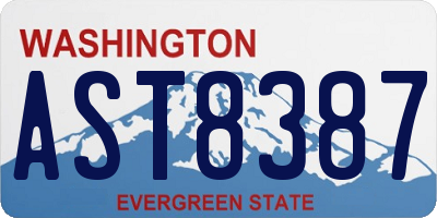 WA license plate AST8387