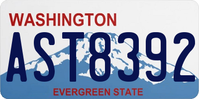 WA license plate AST8392