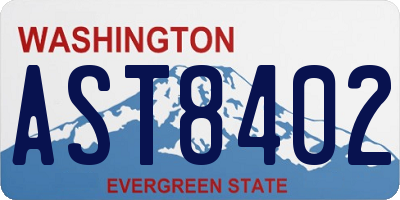 WA license plate AST8402