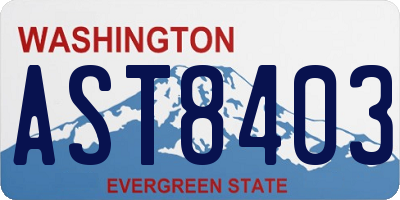 WA license plate AST8403