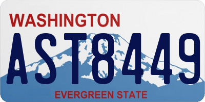WA license plate AST8449