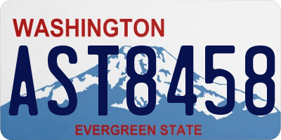 WA license plate AST8458