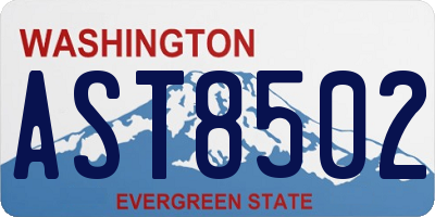 WA license plate AST8502