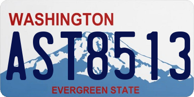 WA license plate AST8513
