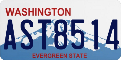 WA license plate AST8514
