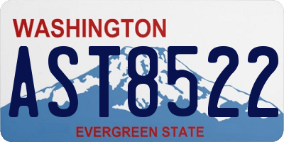 WA license plate AST8522