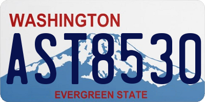 WA license plate AST8530