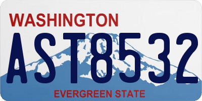 WA license plate AST8532