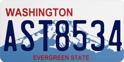 WA license plate AST8534