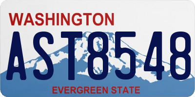 WA license plate AST8548