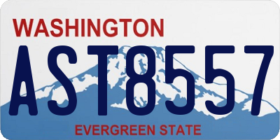 WA license plate AST8557
