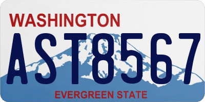 WA license plate AST8567