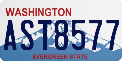WA license plate AST8577