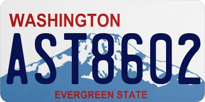 WA license plate AST8602