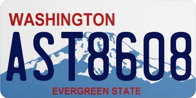 WA license plate AST8608