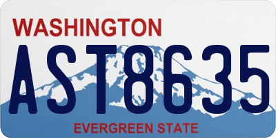 WA license plate AST8635