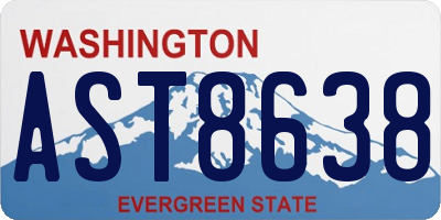 WA license plate AST8638