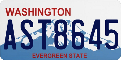 WA license plate AST8645