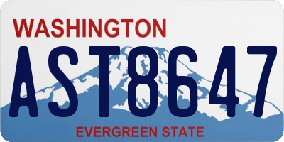 WA license plate AST8647