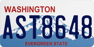 WA license plate AST8648