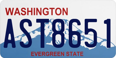WA license plate AST8651