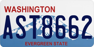 WA license plate AST8662