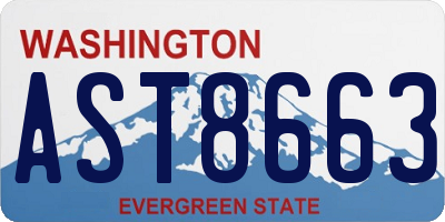 WA license plate AST8663