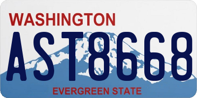 WA license plate AST8668