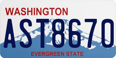 WA license plate AST8670