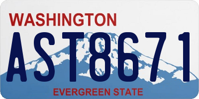 WA license plate AST8671