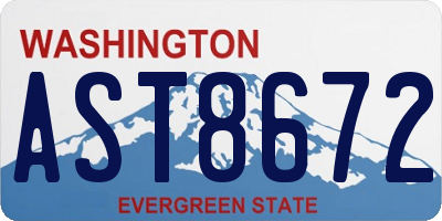 WA license plate AST8672