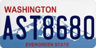 WA license plate AST8680