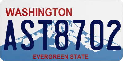 WA license plate AST8702