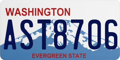 WA license plate AST8706
