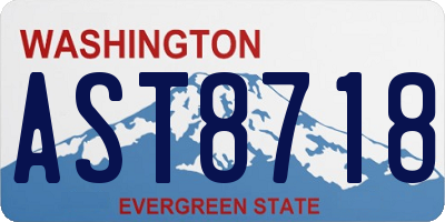 WA license plate AST8718