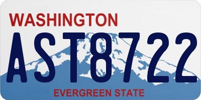 WA license plate AST8722