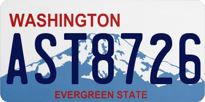 WA license plate AST8726