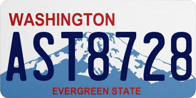 WA license plate AST8728