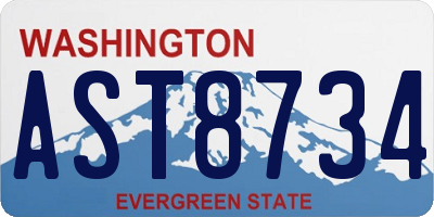 WA license plate AST8734