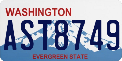 WA license plate AST8749
