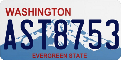 WA license plate AST8753