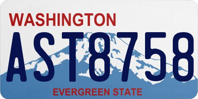 WA license plate AST8758
